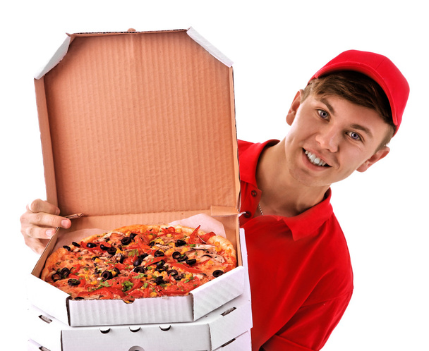 Delivery boy with pizza boxes - Foto, Imagem