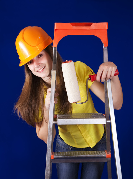 Painter girl with paint rollers - Photo, Image