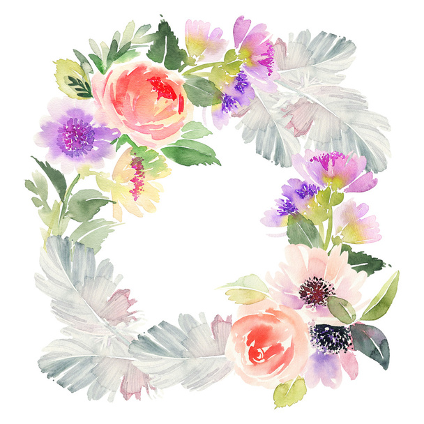 Greeting card with flowers. Pastel colors. Handmade - Fotografie, Obrázek