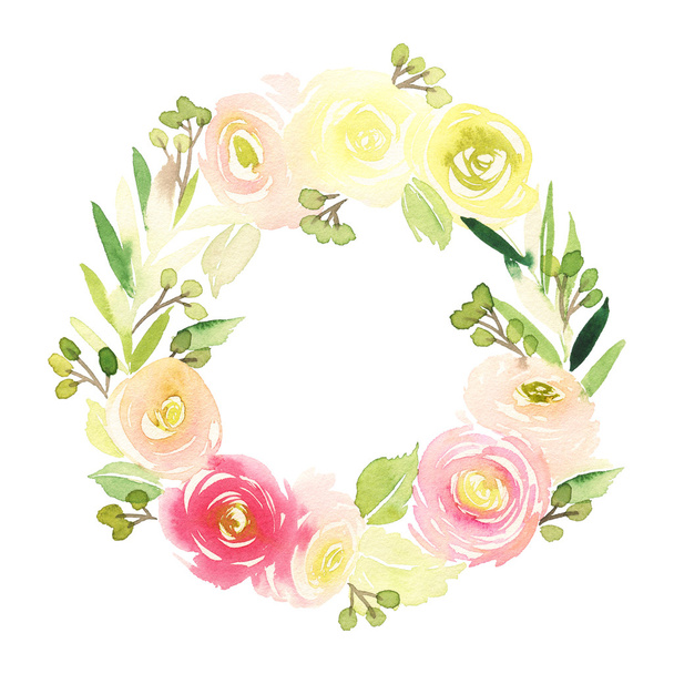Greeting card with flowers. Pastel colors. Handmade. - Zdjęcie, obraz