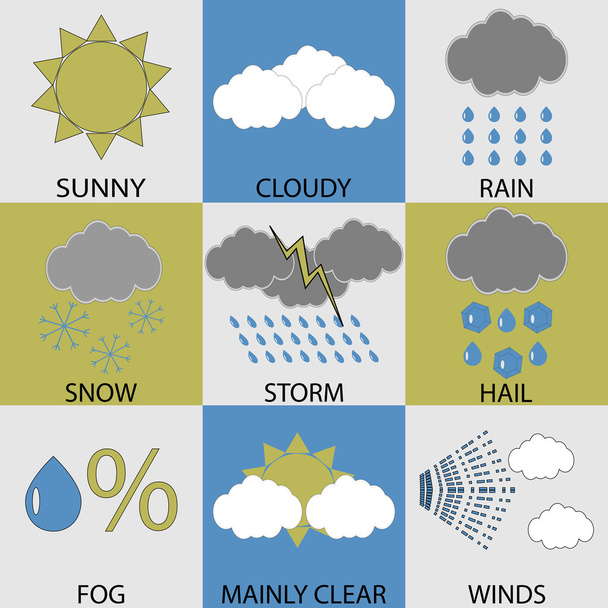 Современный набор значков погоды
 - Вектор,изображение