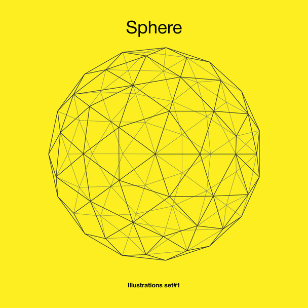 Low poly sphere drawn using lines - Vector, Image