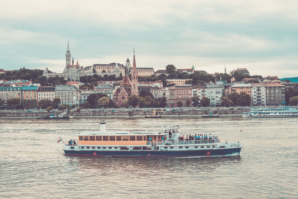 Tourist boat going along the Danube river - Foto, afbeelding