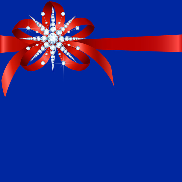 Diamond snowflake with bow - Διάνυσμα, εικόνα