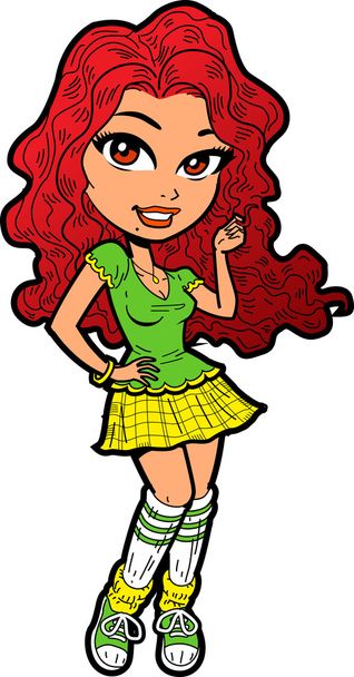 Shy Teen With Skirt - Vector, Image