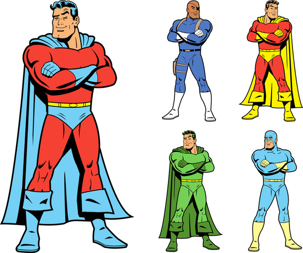Classic Superhero e Cool Variations Set di immagini
 - Vettoriali, immagini