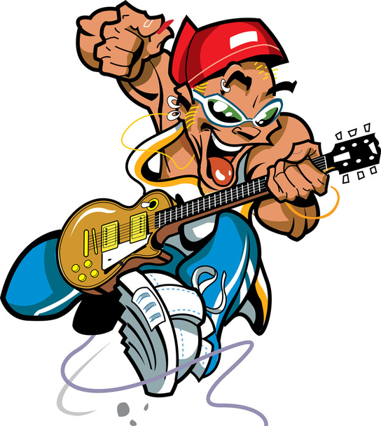 Dziki Rock Guitar Player - Wektor, obraz