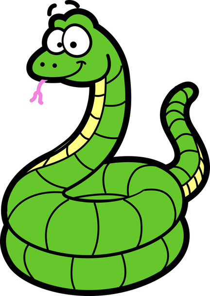 Smiling Cartoon Snake - Vector, Image