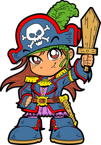 Roztomilá dívka pirát - Vektor, obrázek