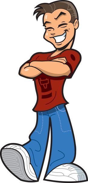 Teenage Boy With Arms Crossed - Vector, Image