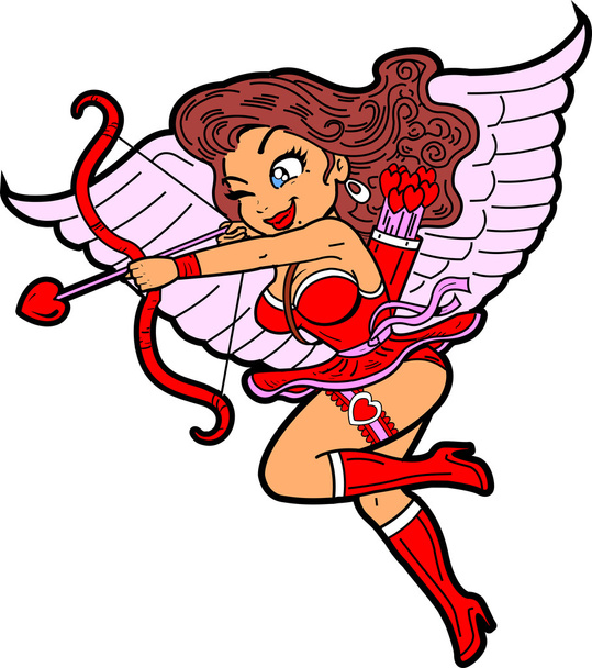 Sexy vrouwelijke Cupid - Vector, afbeelding