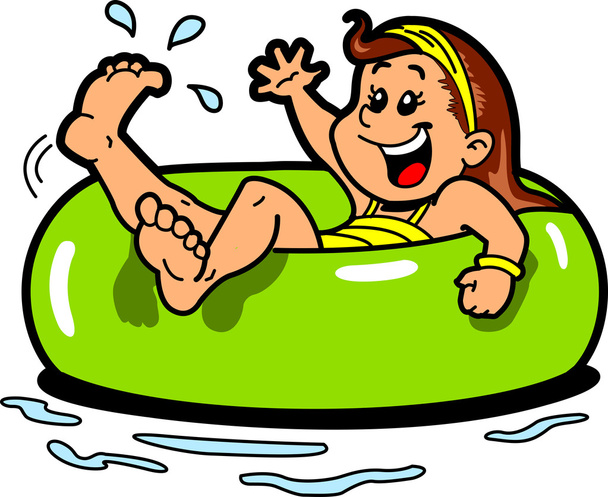 Girl Floating Inner Tube - Vector, Image