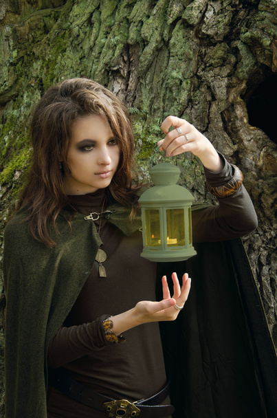 Samhain boszorkány egy lámpa - Fotó, kép