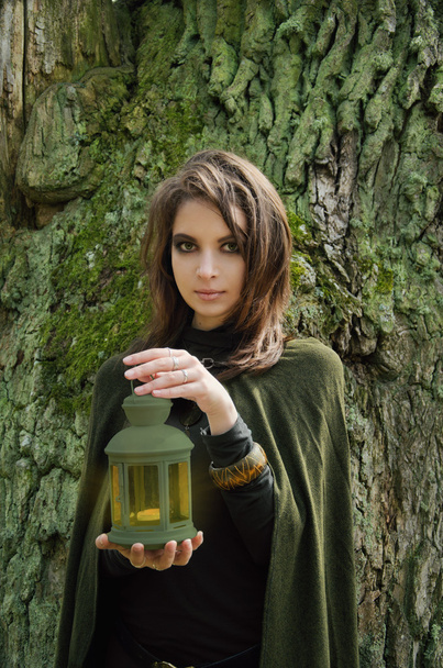 Samhain boszorkány egy lámpa - Fotó, kép