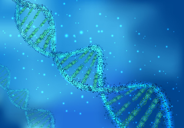 DNA molecules on sciences on blue background - Vector, Image