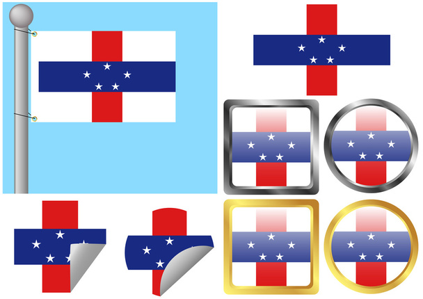 Hollanda Antilleri bayrağı ayarlama - Vektör, Görsel