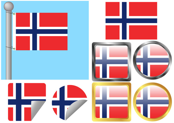 ustawiona flaga Norwegii - Wektor, obraz