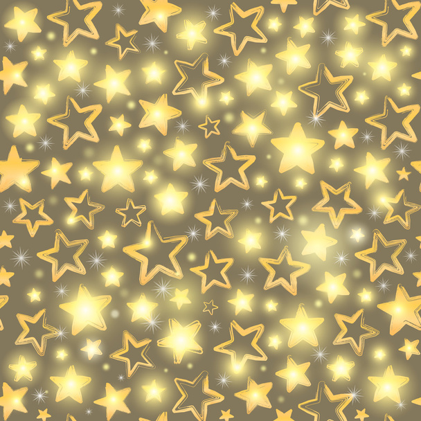 Seamless pattern with gold stars - Vector, imagen