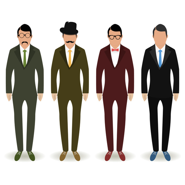 conjunto de trabajadores de oficina. joven hombre de negocios en traje
 - Vector, Imagen