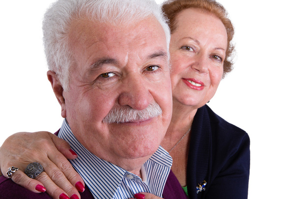 Gelukkig Senior Business paar glimlachen naar de Camera - Foto, afbeelding