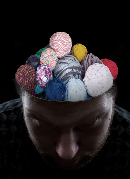 Man with threads in his head - Photo, Image