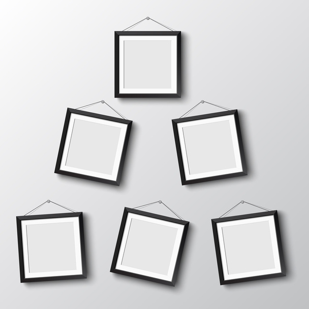 Six frames hang on wall - Vector, Image
