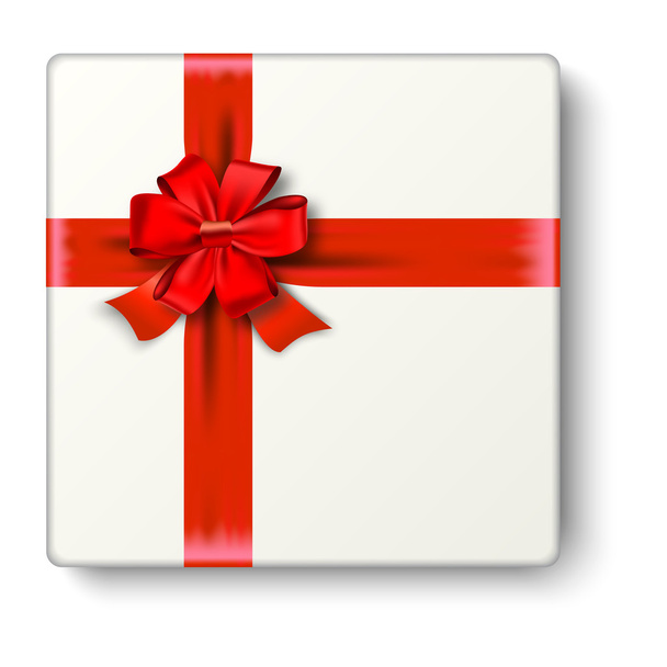 Realistic gift icon with red ribbon an bow - Вектор, зображення