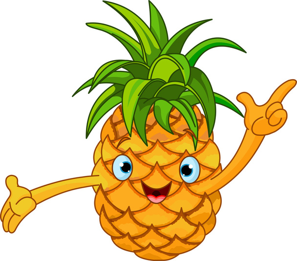Cheerful Cartoon Pineapple character - Vector, Imagen