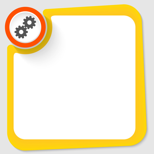 Red circle and cogwheels and yellow frame for your text - Vektor, Bild