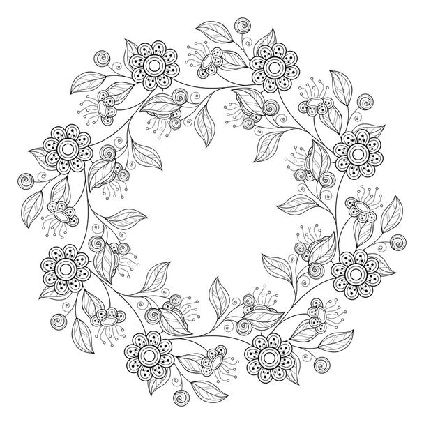 Abstract Monochrome Floral Background - Wektor, obraz