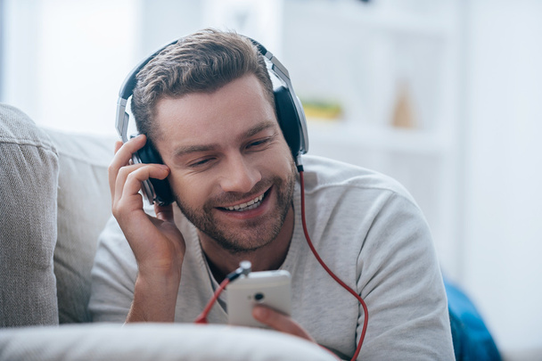 man in headphones listening to the music - Photo, Image