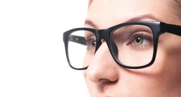 woman wearing glasses close-up - Foto, afbeelding