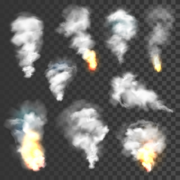 Smoke and fire set - Vector, Image