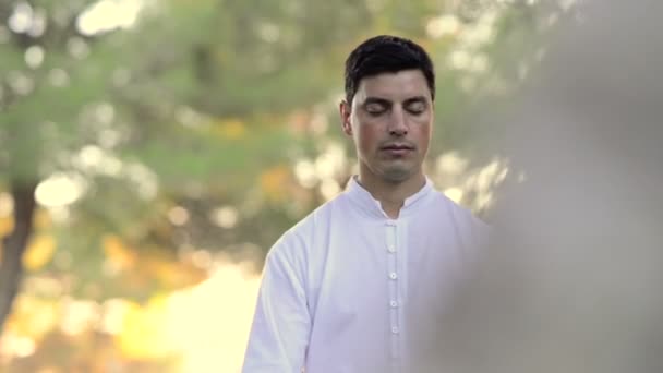 close up of latin man meditating - Footage, Video