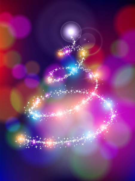 Merry christmas bokeh background star pine tree - Διάνυσμα, εικόνα