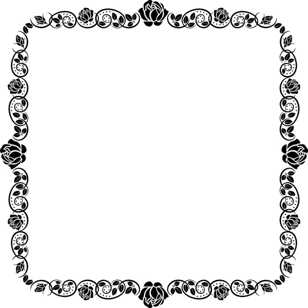 Silhouette frame roses - Vector, Image
