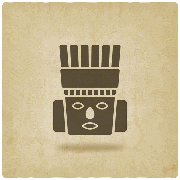Toltec Warrior head. Mexico ancient culture symbol - Διάνυσμα, εικόνα