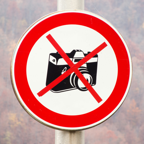photography forbidden sign on a pillar - Photo, Image