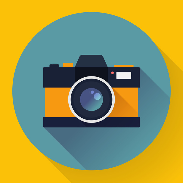 Flat style with long shadows, camera vector icon illustration - Vector, imagen