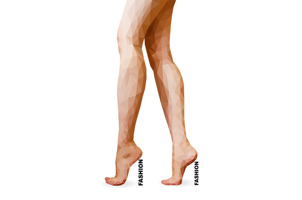 polygonale weibliche Beine stehen auf Zehenspitzen voller Farbe mit einem Absatz - Vektor, Bild