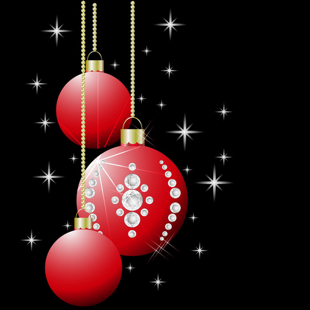 Red Christmas balls on the dark background - Vector, Image