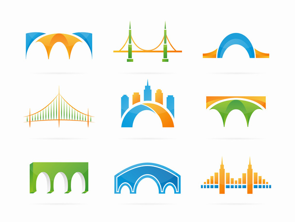Векторный набор абстрактного логотипа соединения моста
 - Вектор,изображение