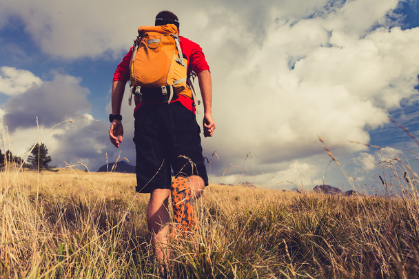 Hiker walking with backpack - Foto, Imagem