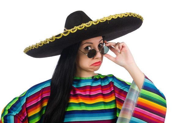 Mexicaine femme dans drôle concept sur blanc
 - Photo, image