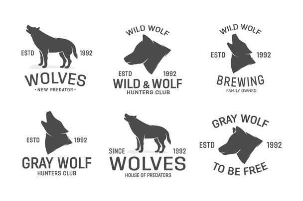 Wektor zestaw elementów projektu logo wilk - Wektor, obraz