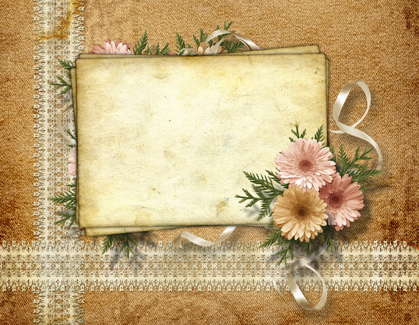 Card for greeting or invitation on the vintage background. - Zdjęcie, obraz