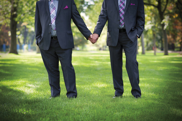 εικόνα των δύο ανδρών, κρατώντας τα χέρια στο γκέι γάμο - Φωτογραφία, εικόνα
