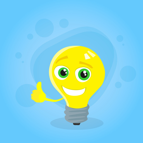 Light Yellow Bulb with Thumb Up - Vector, Image