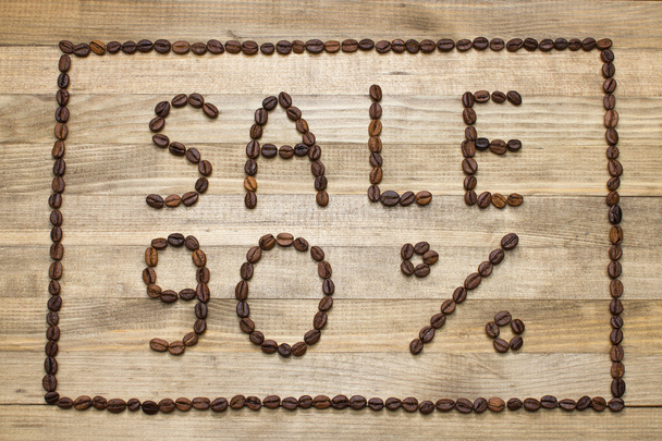advert sale made of coffee beans - Photo, Image