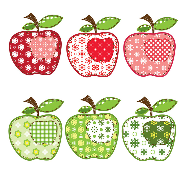 Set of patchwork apples - Vektor, kép